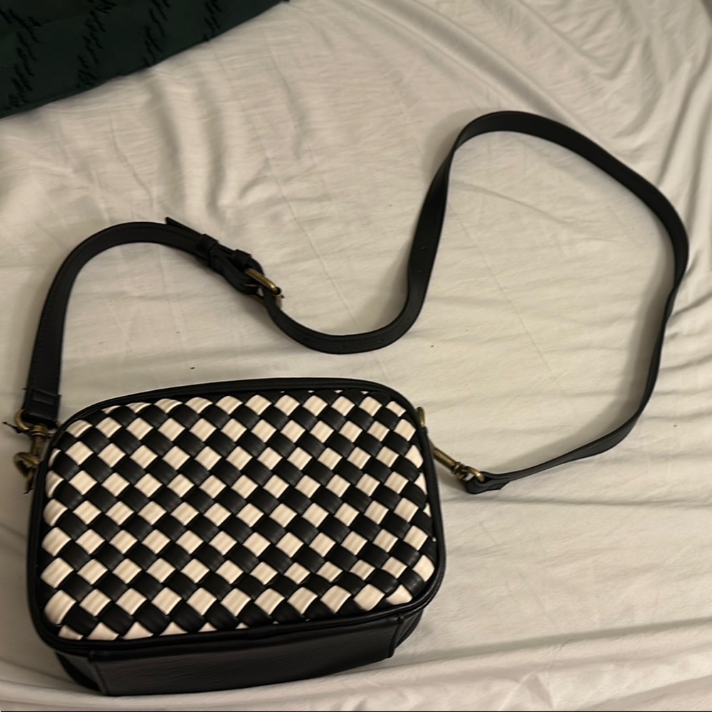 Sonoma Black and White Crossbody Bag with Checkered Design